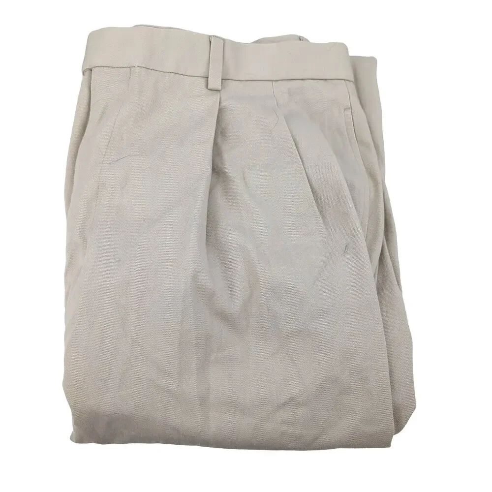 EUC Brooks Brothers White Cotton Pleated Dress Pants Mens 35x29 Dry Clean Cuffed - Picture 2 of 13